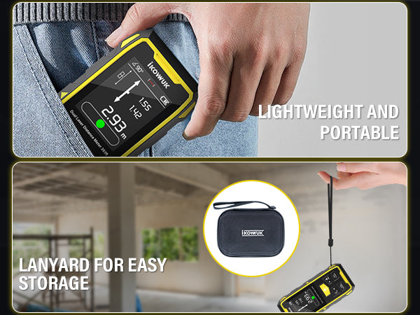 IKOVWUK Dual Laser Measuring Tool, 393FT/120M Bilateral Laser Distance Meter 6 Unit Switching, Rechargeable Digital Laser Measure with Backlit LCD Display, Angle Sensor, Multiple Measure Mode