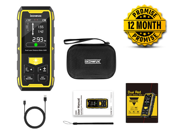 IKOVWUK Dual Laser Measuring Tool, 393FT/120M Bilateral Laser Distance Meter 6 Unit Switching, Rechargeable Digital Laser Measure with Backlit LCD Display, Angle Sensor, Multiple Measure Mode