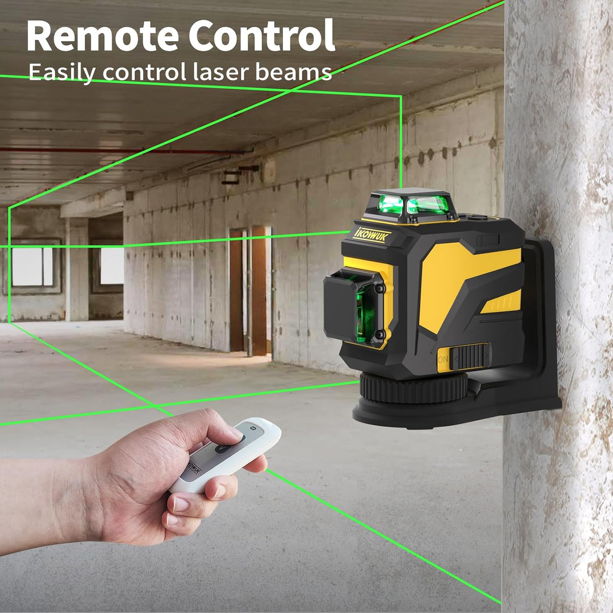 Laser Level with 12 Green Lines, Built-in 5200 mAh Li-ion Battery