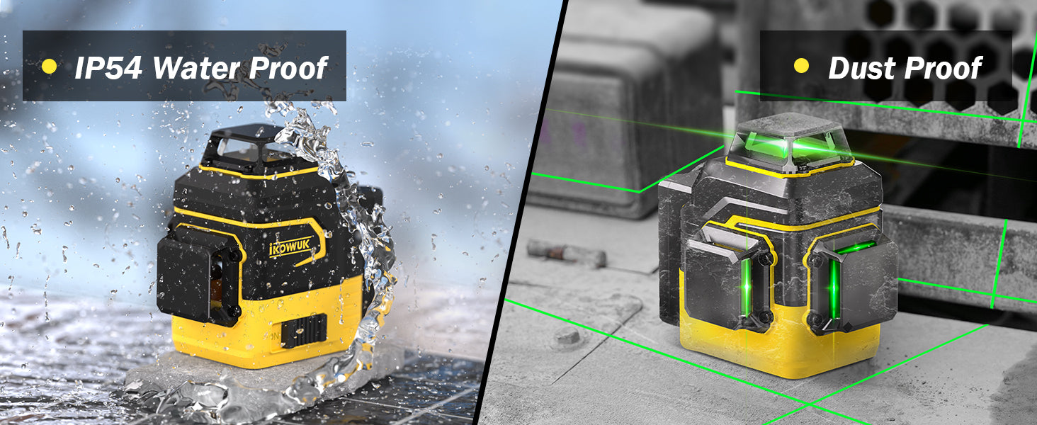 IKOVWUK 3x360° Laser Level, Laser Level for Construction Picture Hanging Floor,12 Lines Self-leveling Laser Level Line with Upgraded Flash Mode, 2X 3000MAH Battery(