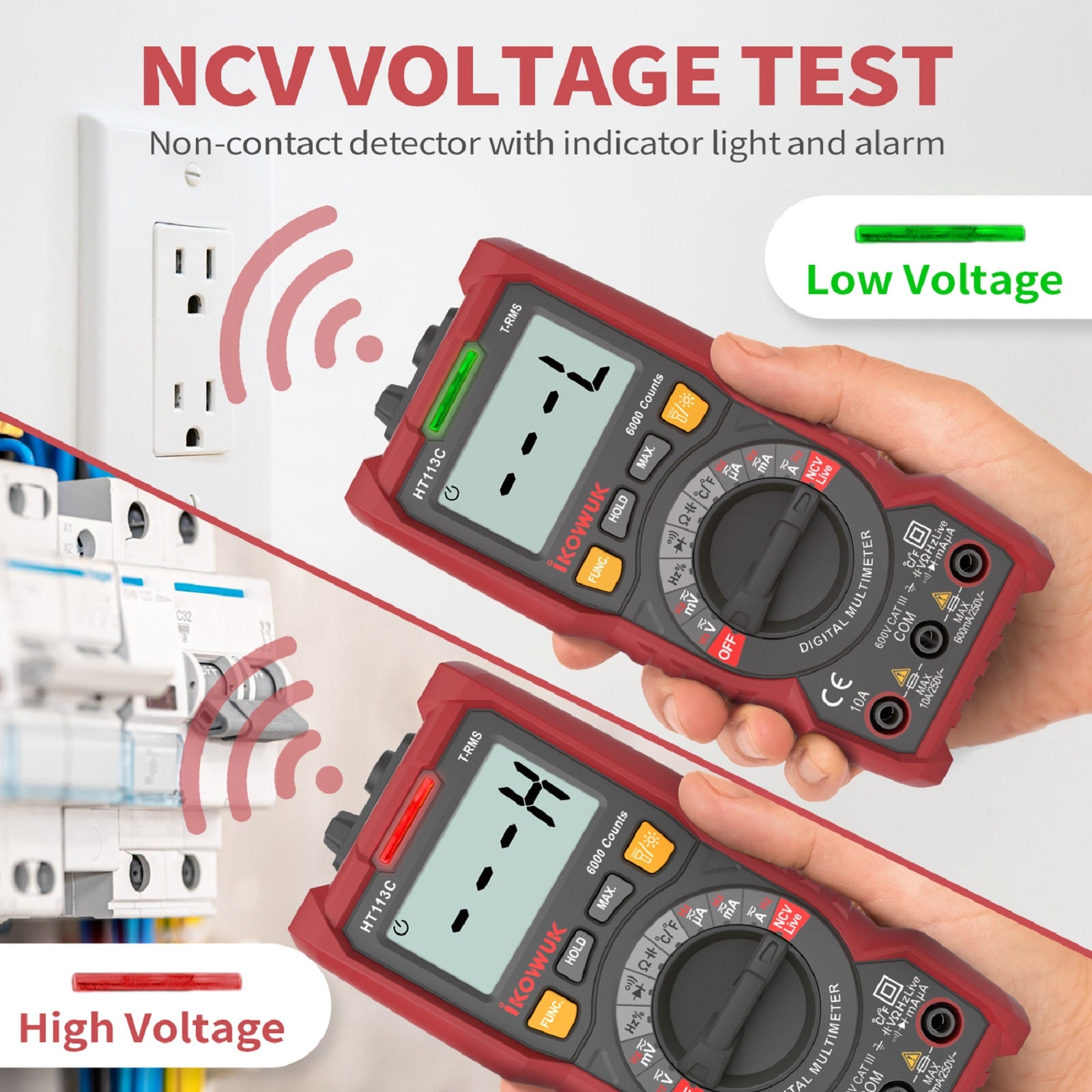 Ikovuwk Digital Multimeter TRMS 6000 Counts Voltmeter