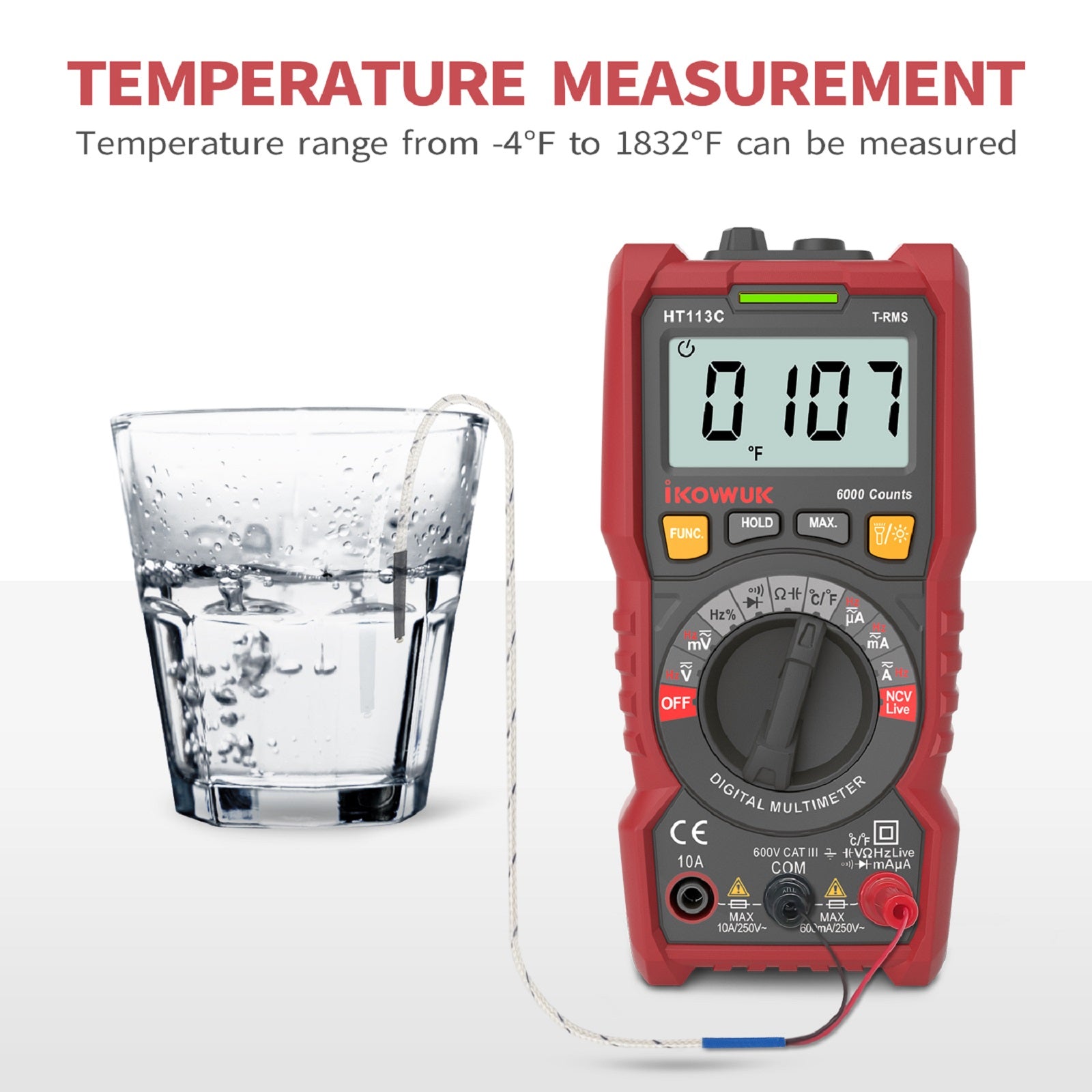 Ikovuwk Digital Multimeter TRMS 6000 Counts Voltmeter