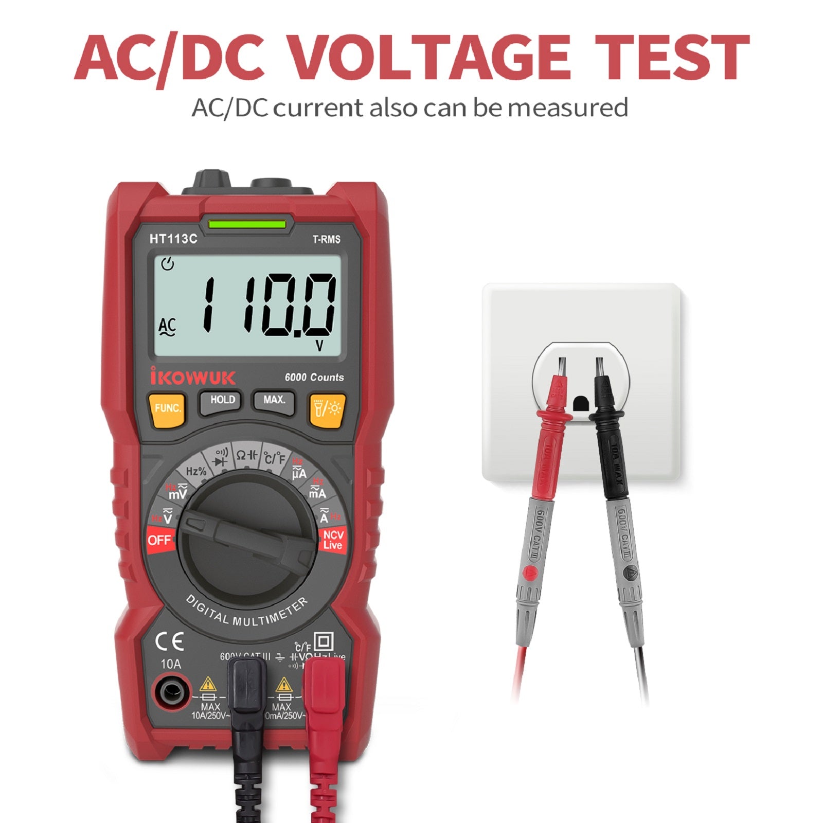 Ikovuwk Digital Multimeter TRMS 6000 Counts Voltmeter