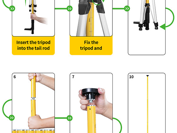 IKOVWUK 13.8 Ft Telescoping Laser Level Pole with Tripod