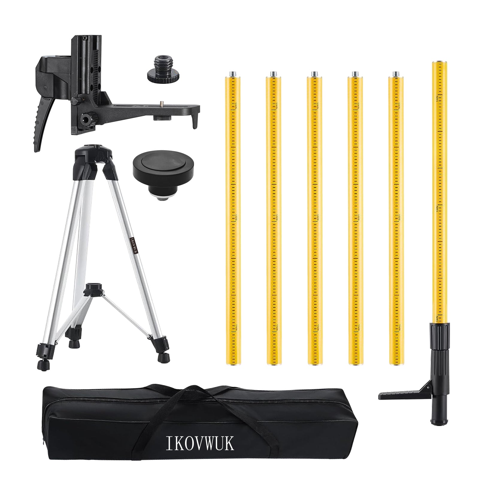 6-Section Adjustable Support Pole with Tripod Stand, Freely Assemble to Max Height of 13.8FT, Versatile for Multiple ApplicationsIKOVWUK 13.8 Ft Telescoping Laser Level Pole with Tripod-n