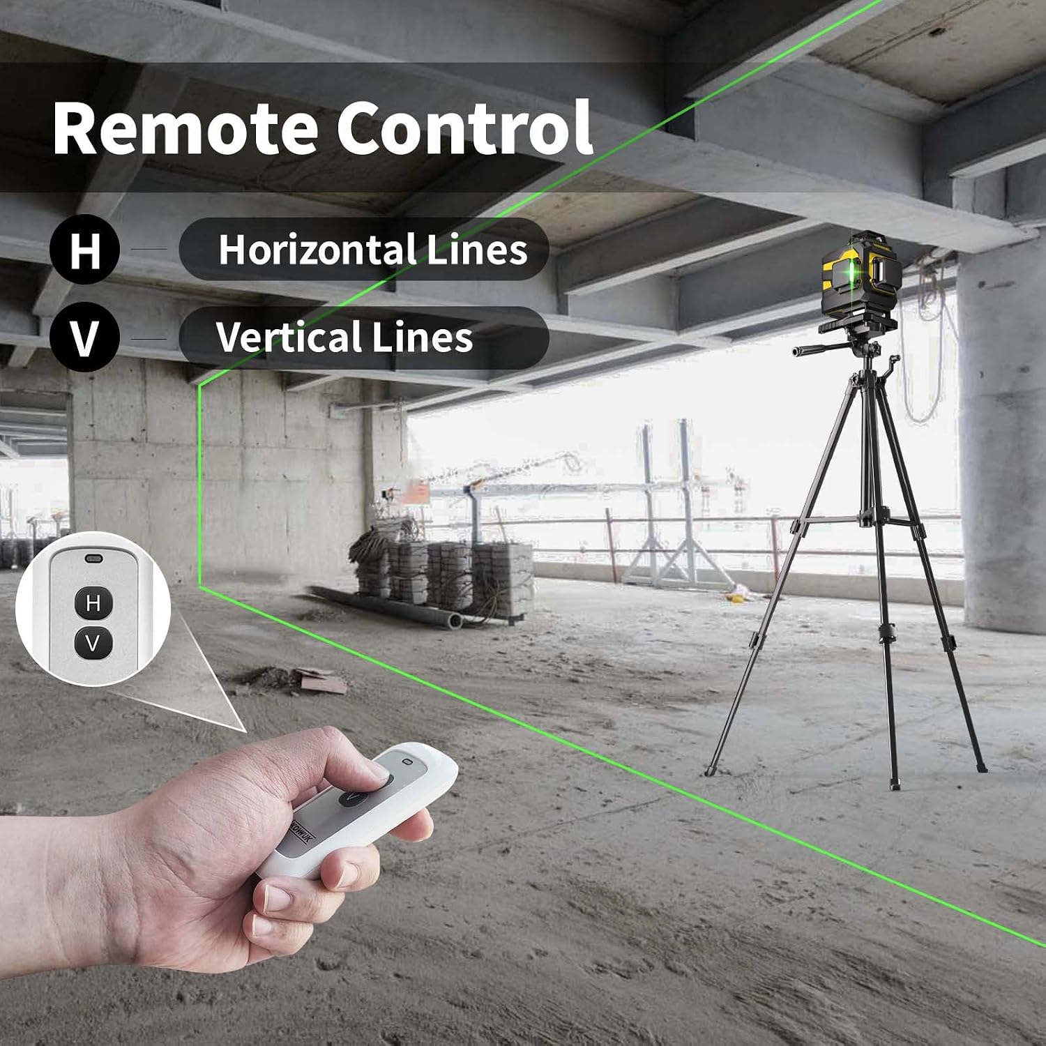 4x360° Laser Level Pro Kit with Tripod, 4D Cross Line Laser Level with Fine-tuning Bracket, 16 Lines Laser Level with 2 * 4000mAh Battery, Compact Adjustable 59.8-inch Tripod Included