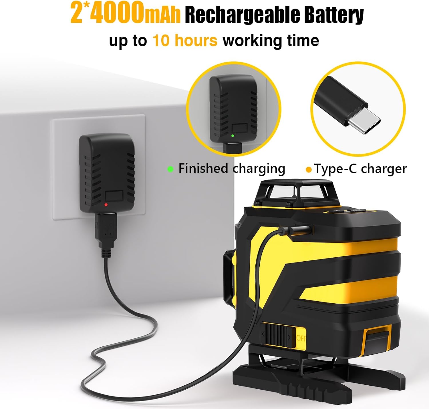 4x360° Laser Level Pro Kit with Tripod, 4D Cross Line Laser Level with Fine-tuning Bracket, 16 Lines Laser Level with 2 * 4000mAh Battery, Compact Adjustable 59.8-inch Tripod Included