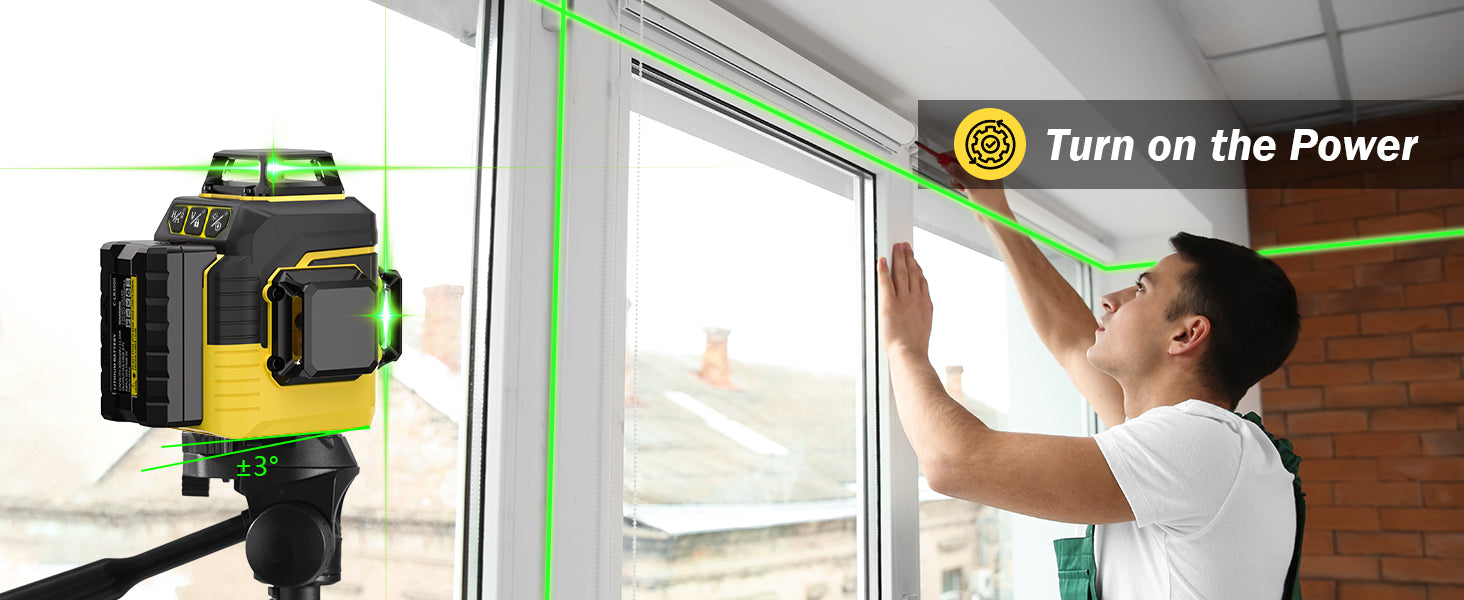 IKOVWUK 3x360° Laser Level, Laser Level for Construction Picture Hanging Floor,12 Lines Self-leveling Laser Level Line with Upgraded Flash Mode, 2X 3000MAH Battery（